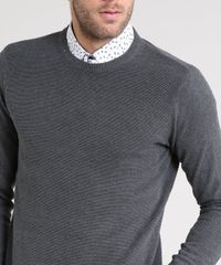 Sueter-Masculino-Slim-Fit-Texturizado-em-Trico-Cinza-Mescla-Escuro-9323974-Cinza_Mescla_Escuro_4 Sueter-Masculino-Slim-Fit-Texturizado-em-Trico-Cinza-Mescla-Escuro-9323974-Cinza_Mescla_Escuro_4