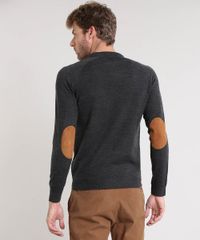 Sueter-Masculino-em-Trico-com-Recorte-em-Suede-Cinza-Mescla-Escuro-9327987-Cinza_Mescla_Escuro_2
