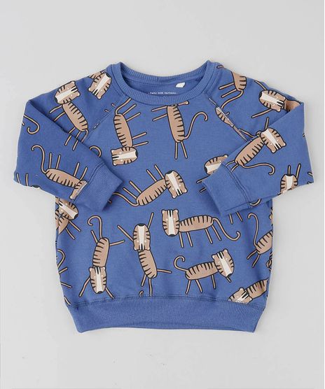 Blusao-Infantil-Estampado-de-Tigre-em-Moletom-Azul-9428692-Azul_1