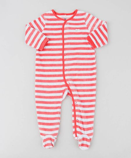 Macacão Infantil Listrado em Plush Manga Longa Cinza Mescla Claro Menor preço em Macacão Infantil Listrado em Plush Manga Longa Cinza Mescla Claro