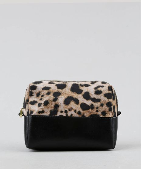 Necessaire-Feminina-com-Estampa-Animal-Print-Preta-9489568-Preto_1