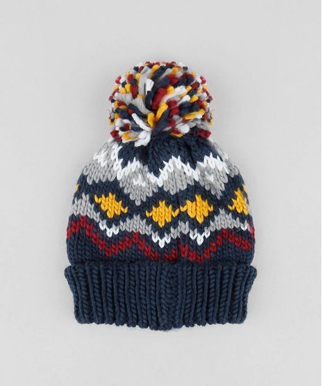 Gorro-Infantil-em-Trico-com-Pompom-Azul-Marinho-9360565-Azul_Marinho_1