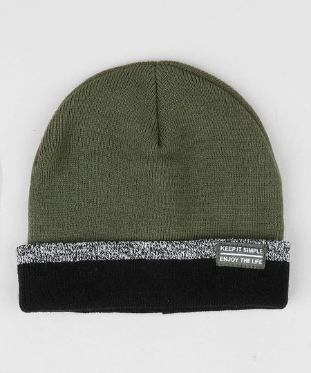 Gorro-Infantil-em-Trico-Barra-Dobrada-Verde-Militar-9360561-Verde_Militar_1