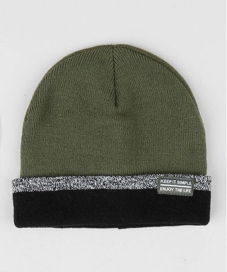 Gorro-Infantil-em-Trico-Barra-Dobrada-Verde-Militar-9360561-Verde_Militar_1