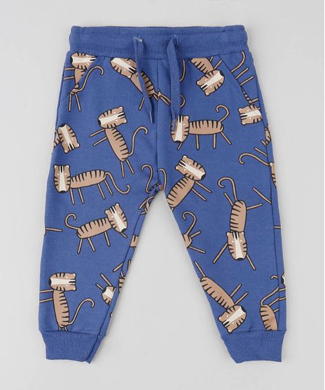 Calca-Infantil-Estampada-de-Tigre-em-Moletom-Azul-9471849-Azul_1