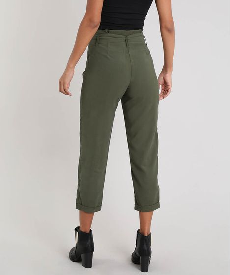 calça pantacourt verde militar