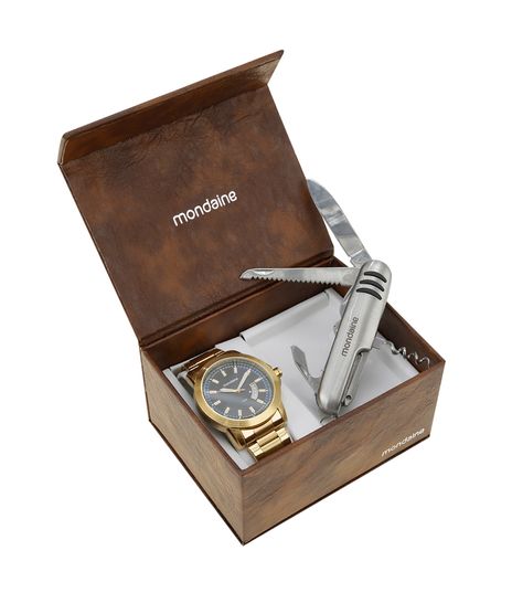 Kit-de-Relogio-Analogico-Mondaine-Masculino---Canivete-Suico---94934GPMKDE2K-Dourado-8506869-Dourado_1