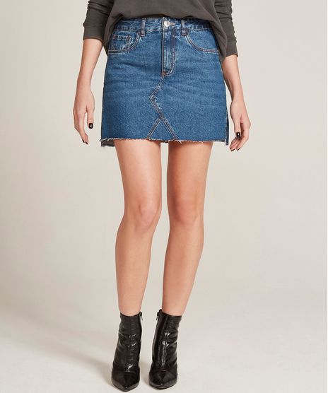 Saia-Jeans-Feminina-Evase-Destroyed-com-Barra-Desfiada-Azul-Medio-9310414-Azul_Medio_1