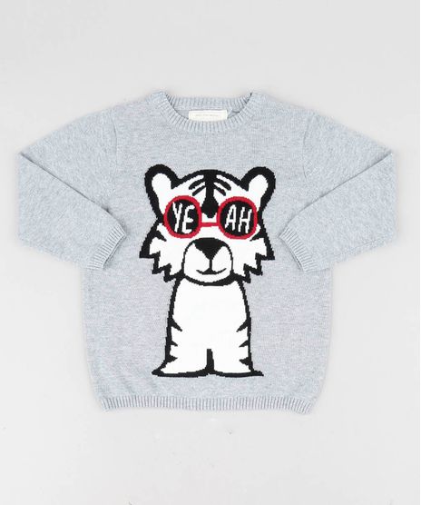 Sueter-Infantil-Tigre-em-Trico-Cinza-Mescla-9358479-Cinza_Mescla_1