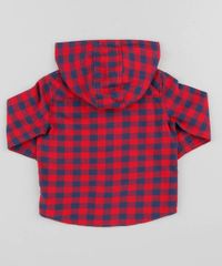 Camisa-Infantil-Estampada-Xadrez-com-Capuz-Manga-Longa-Vermelha-9378954-Vermelho_2