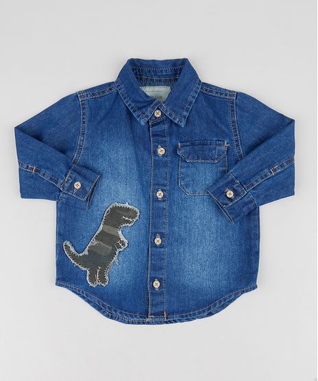 Camisa-Jeans-Infantil-com-Dinossauro-Manga-Longa-Azul-Medio-9469646-Azul_Medio_1