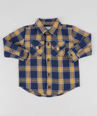 Camisa-Infantil-Estampada-Xadrez-com-Bolsos-Manga-Longa-Azul-Marinho-9460356-Azul_Marinho_1