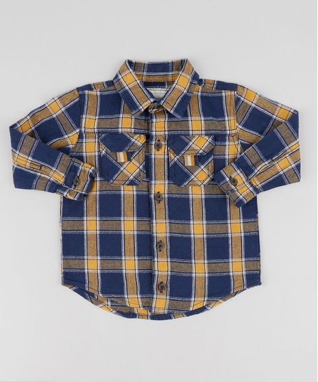 Camisa-Infantil-Estampada-Xadrez-com-Bolsos-Manga-Longa-Azul-Marinho-9460356-Azul_Marinho_1