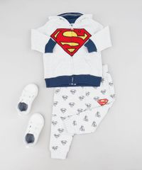 Blusao-Infantil-Super-Homem-com-Capuz-em-Moletom-Cinza-Mescla-Claro-9336164-Cinza_Mescla_Claro_3