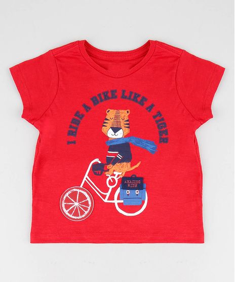 Camiseta-Infantil-com-Estampa-Interativa-de-Tigre-Manga-Curta-Gola-Careca-Vermelha-9449988-Vermelho_1
