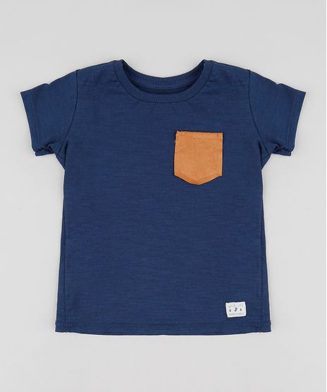 Camiseta-Infantil-com-Bolso-em-Suede-Manga-Curta-Gola-Careca-Azul-Marinho-9451790-Azul_Marinho_1