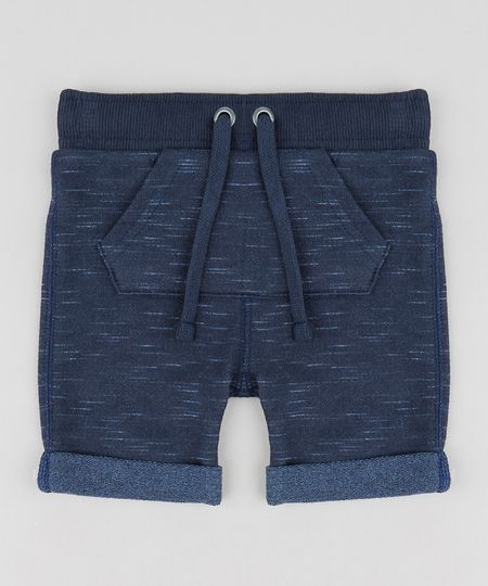 Bermuda Infantil Saruel em Moletom Azul Marinho Menor preço em Bermuda Infantil Saruel em Moletom Azul Marinho