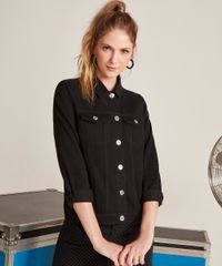 Jaqueta-de-Sarja-Feminina-com-Bolsos-Preta-9463445-Preto_3