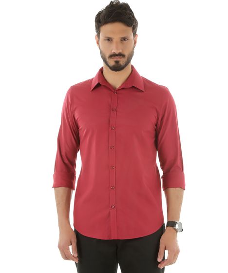 camisa social vermelha masculina