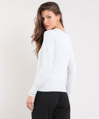 Cardigan-Feminino-Basico-em-Trico-Decote-V-Cinza-Mescla-Claro-9325341-Cinza_Mescla_Claro_2