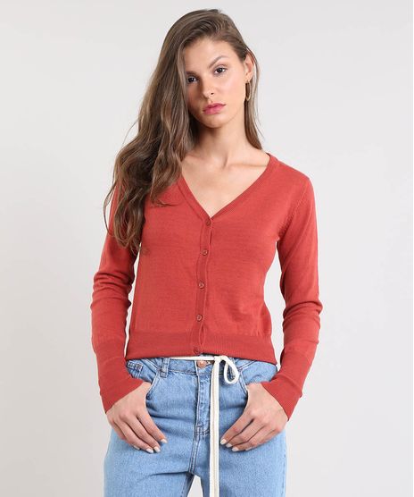Cardigan-Feminino-Basico-em-Trico-Decote-V-Cobre-9325341-Cobre_1
