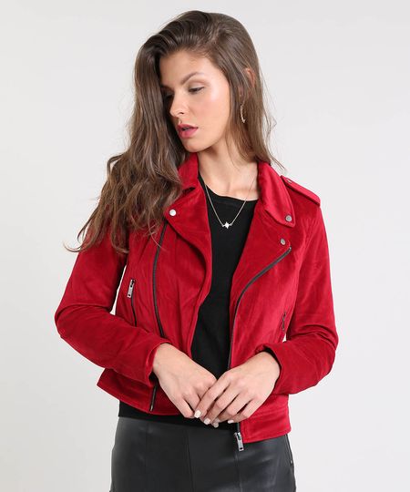 jaqueta biker vermelha