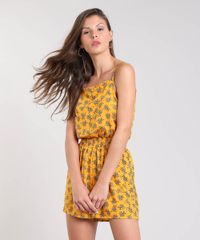 Macaquinho-Feminino-Estampado-Floral-e-Poa-Alca-Fina-Mostarda-9371995-Mostarda_1