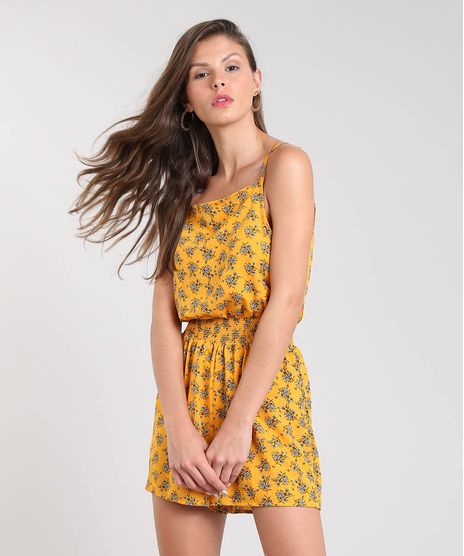 Macaquinho-Feminino-Estampado-Floral-e-Poa-Alca-Fina-Mostarda-9371995-Mostarda_1