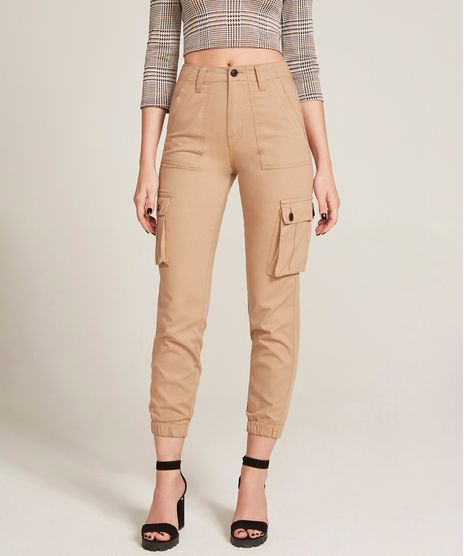 Calca-de-Sarja-Feminina-Cargo-Kaki-9525423-Kaki_1