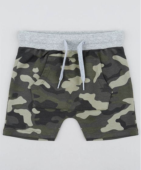 Bermuda-Infantil-Jogger-Estampada-Camuflada-em-Moletom--Verde-Militar-9482766-Verde_Militar_1