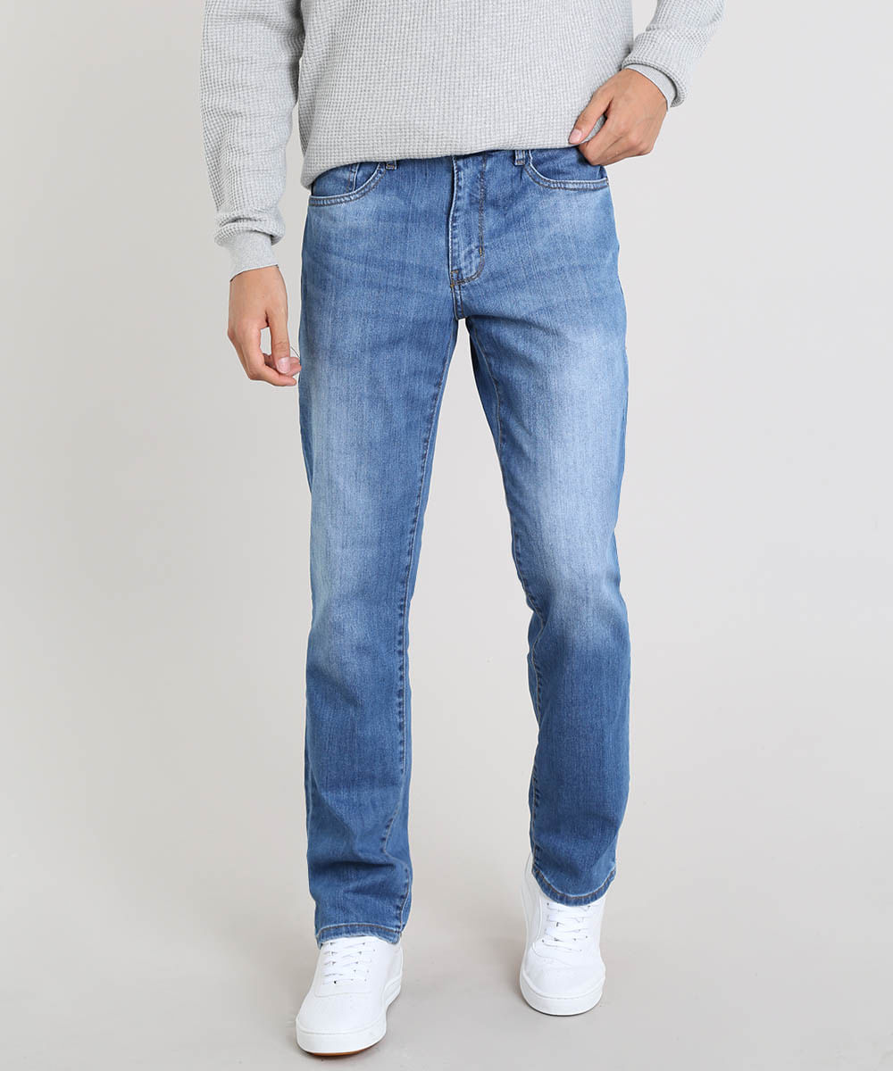 calça reta jeans masculina