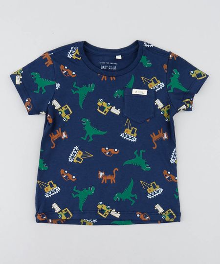 Camiseta-Infantil-Estampada-de-Dinossauros-Manga-Curta-Gola-Careca-Azul-Marinho-9449991-Azul_Marinho_1
