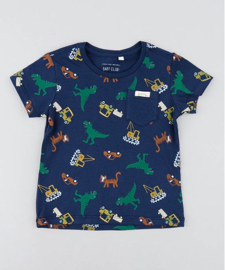 Camiseta-Infantil-Estampada-de-Dinossauros-Manga-Curta-Gola-Careca-Azul-Marinho-9449991-Azul_Marinho_1