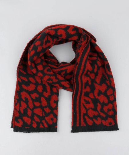 Cachecol-Feminino-em-Trico-Estampado-Animal-Print-Vermelho-9419003-Vermelho_1