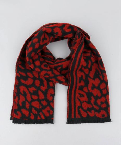 Cachecol-Feminino-em-Trico-Estampado-Animal-Print-Vermelho-9419003-Vermelho_1