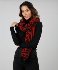 Cachecol-Feminino-em-Trico-Estampado-Animal-Print-Vermelho-9419003-Vermelho_2