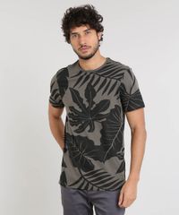 Camiseta-Masculina-Slim-Fit-Estampada-de-Folhagem-Manga-Curta-Gola-Careca-Verde-Militar-9456203-Verde_Militar_1