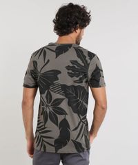 Camiseta-Masculina-Slim-Fit-Estampada-de-Folhagem-Manga-Curta-Gola-Careca-Verde-Militar-9456203-Verde_Militar_2