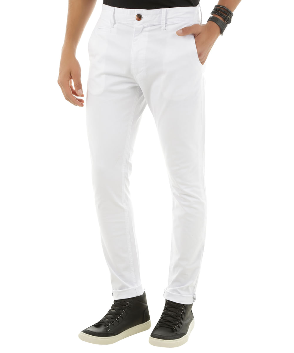 calça branca slim masculina