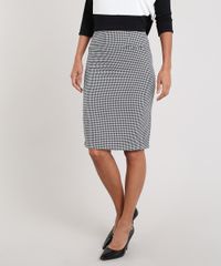 Saia-Lapis-Feminina-Estampada-Pied-de-Poule-Preta-9422759-Preto_1