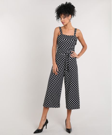 Macacao-Feminino-Pantacourt-Estampado-de-Poa-com-Faixa-de-Amarrar-Preto-9444548-Preto_1