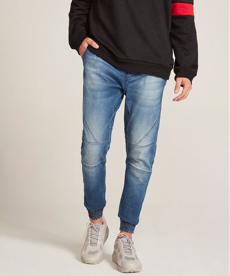 Calca-Jeans-Masculina-Jogger-com-Cordao-Azul-Medio-9529457-Azul_Medio_1