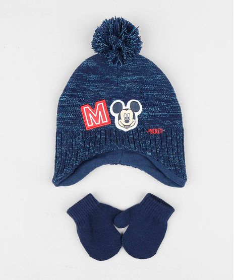 Kit-de-Gorro-Infantil-Mickey-com-Pompom---Luvas-em-Trico-Azul-Marinho-9361227-Azul_Marinho_1