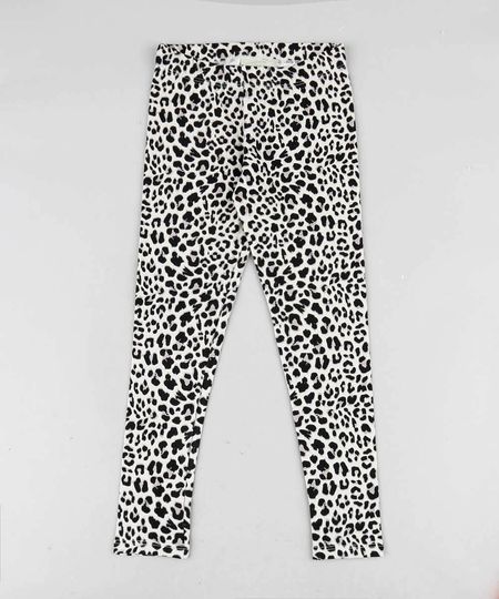 Calça Legging Infantil Estampada Animal Print Bege Claro Menor preço em Calça Legging Infantil Estampada Animal Print Bege Claro