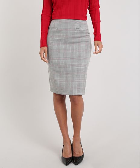 Saia-Lapis-Feminina-Estampada-Xadrez-Cinza-Mescla-9422762-Cinza_Mescla_1