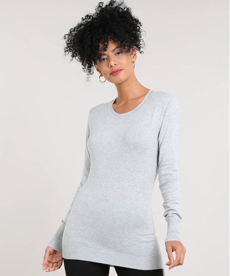 Sueter-Feminino-em-Trico-Manga-Longa-Gola-Redonda-Cinza-Mescla-Claro-8465830-Cinza_Mescla_Claro_1
