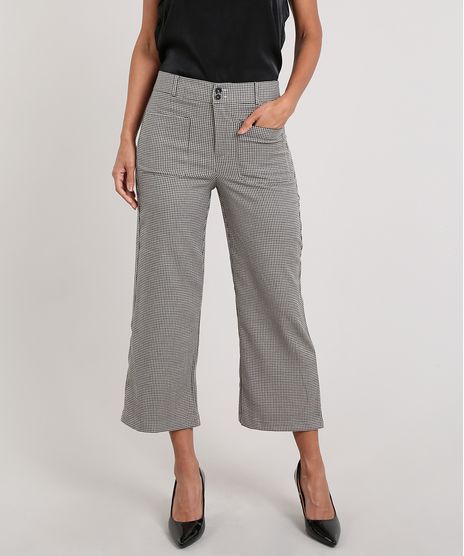 Calca-Feminina-Reta-Estampada-Xadrez-com-Bolsos--Kaki-9434344-Kaki_1