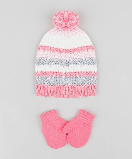 Kit-de-Gorro-Infantil-Listrado-com-Pompom---Luva-em-trico-Rosa-9361076-Rosa_1 Kit-de-Gorro-Infantil-Listrado-com-Pompom---Luva-em-trico-Rosa-9361076-Rosa_1
