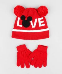 Kit-de-Gorro-Infantil-Mickey-com-Pompom---Luva-em-Trico-Vermelho-9361526-Vermelho_1