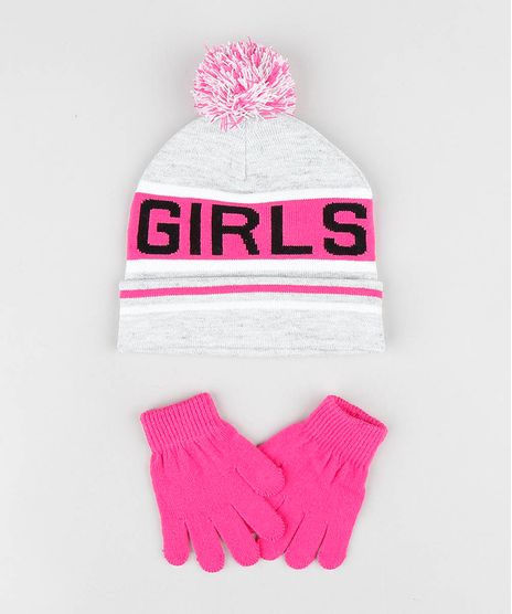 Kit-de-Gorro-Infantil--Girls--com-Pompom---Luva-em-Trico-Cinza-Mescla-9361525-Cinza_Mescla_1